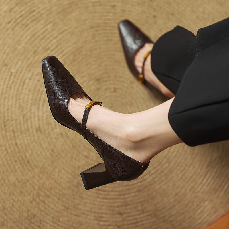 Marleon Leather Strap Heels