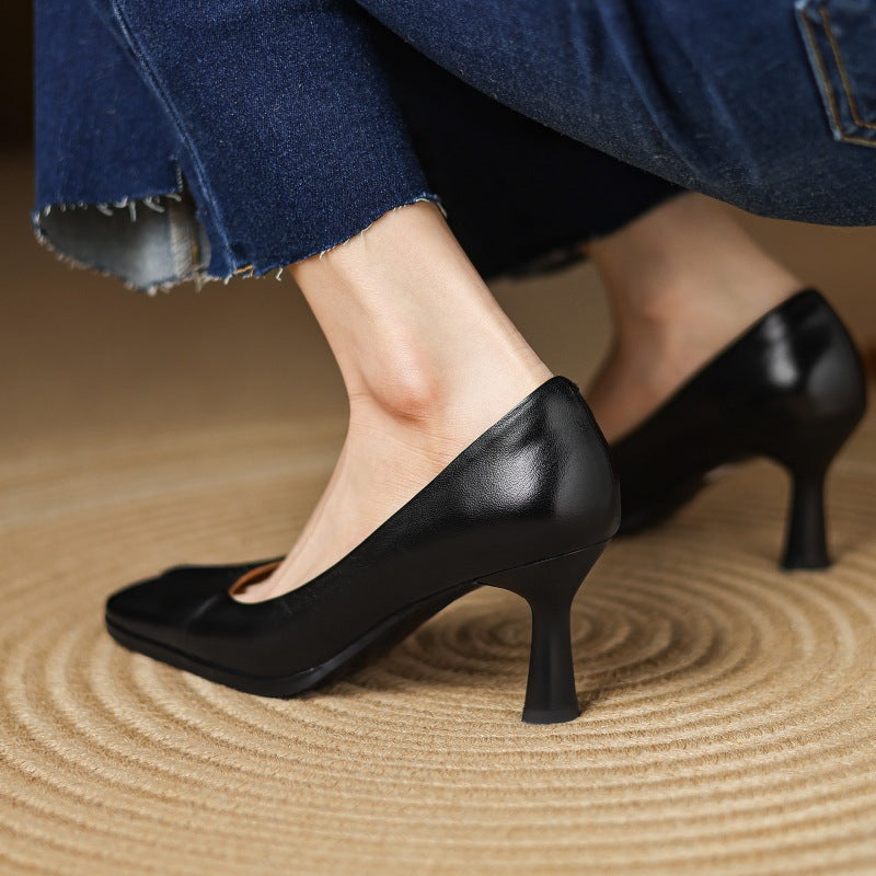 Marisol Leder-Pumps mit quadratischer Zehenpartie
