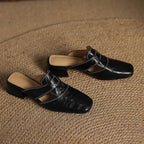 Rosel Leder-Mules mit eckiger Zehenpartie