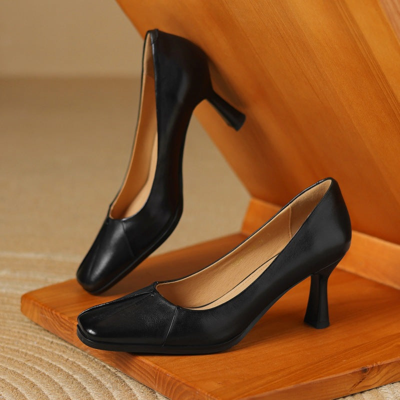 Marisol Leder-Pumps mit quadratischer Zehenpartie