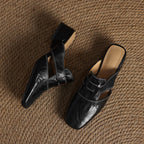 Rosel Leder-Mules mit eckiger Zehenpartie