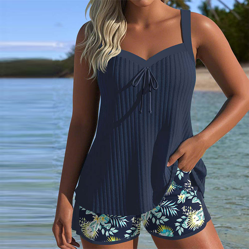 Laluna® | Gestreifter Zweiteiliger Tankini mit Strandshorts