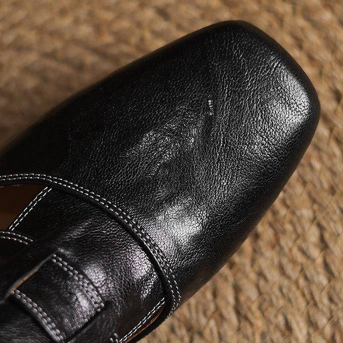 Rosel Leder-Mules mit eckiger Zehenpartie