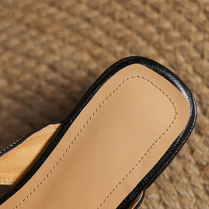 Rosel Leder-Mules mit eckiger Zehenpartie