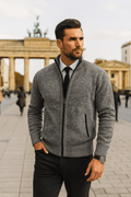 Leon | Strickpullover mit Reißverschluss und taillierter Passform