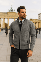 Leon | Strickpullover mit Reißverschluss und taillierter Passform