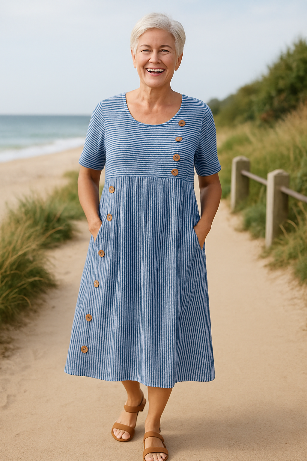 Brienne | Streifen-Midi-Kleid.