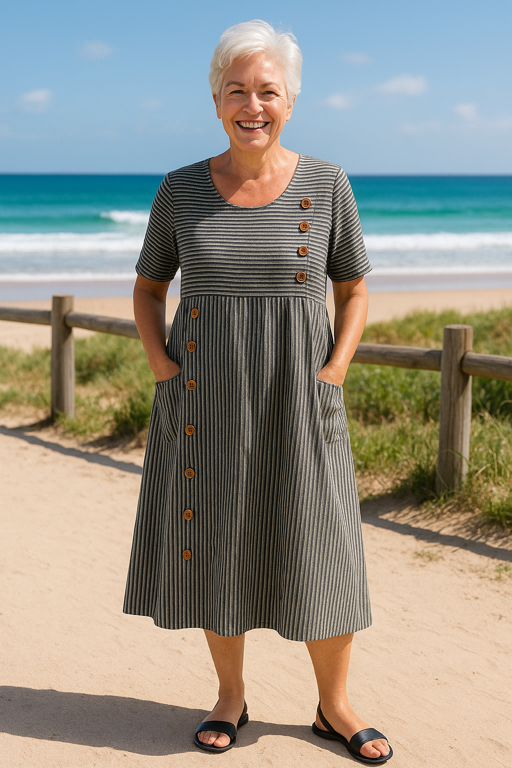 Brienne | Streifen-Midi-Kleid.