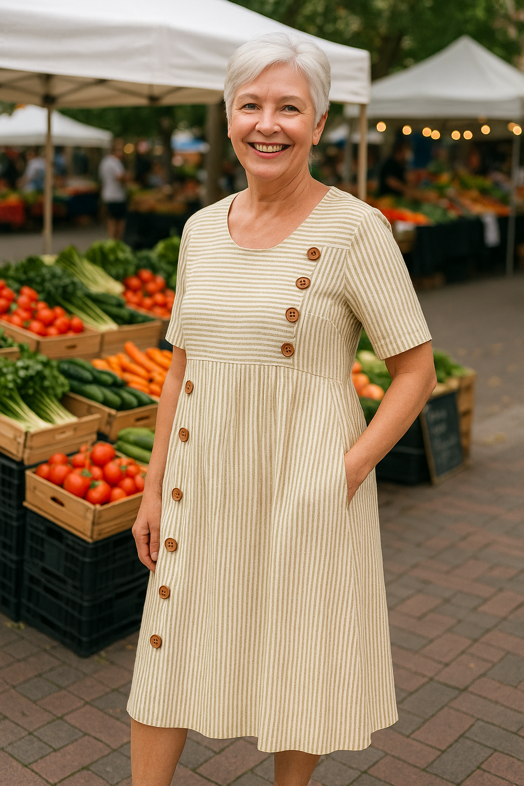 Brienne | Streifen-Midi-Kleid.