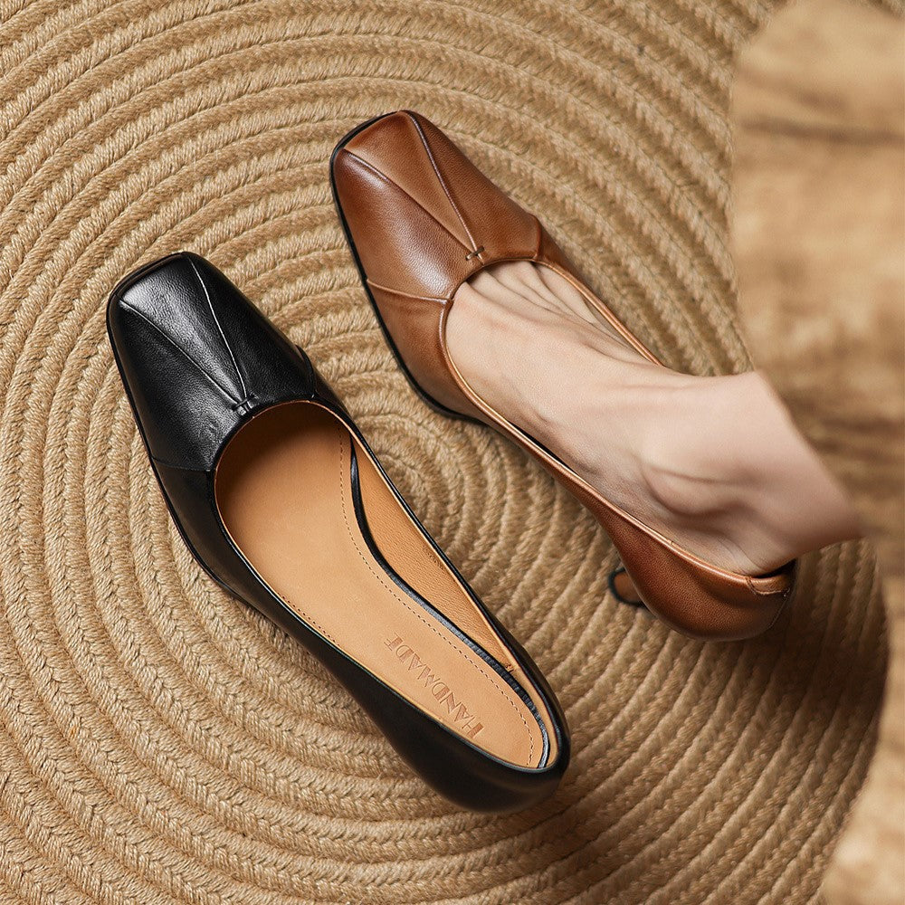 Marisol Leder-Pumps mit quadratischer Zehenpartie