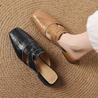Rosel Leder-Mules mit eckiger Zehenpartie