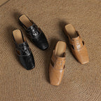 Rosel Leder-Mules mit eckiger Zehenpartie