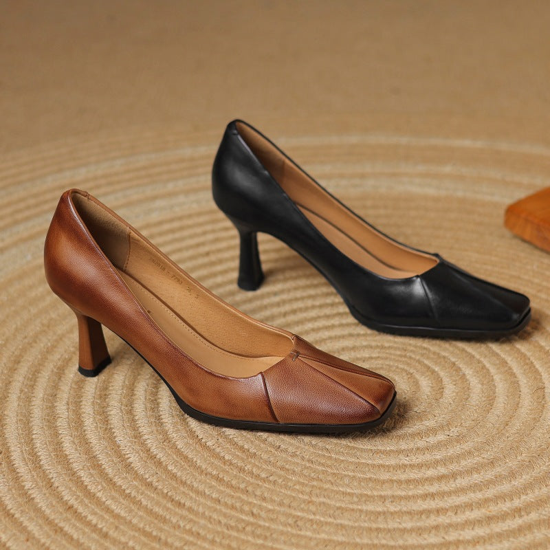 Marisol Leder-Pumps mit quadratischer Zehenpartie