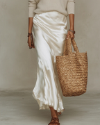 Elena | Satin Midi Kleid mit Integriertem Pullover