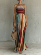 Ärmelloses Langes Buntes Kleid