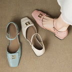 Elvane Leather Mary Jane Buckle Shoes