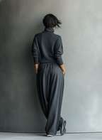 Emma | Knit Set with High Collar and Wide Leg Pants