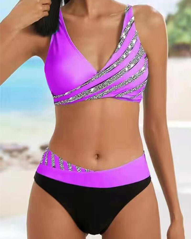 Mona - Bunt gemusterter Bikini in warmen Farbtönen