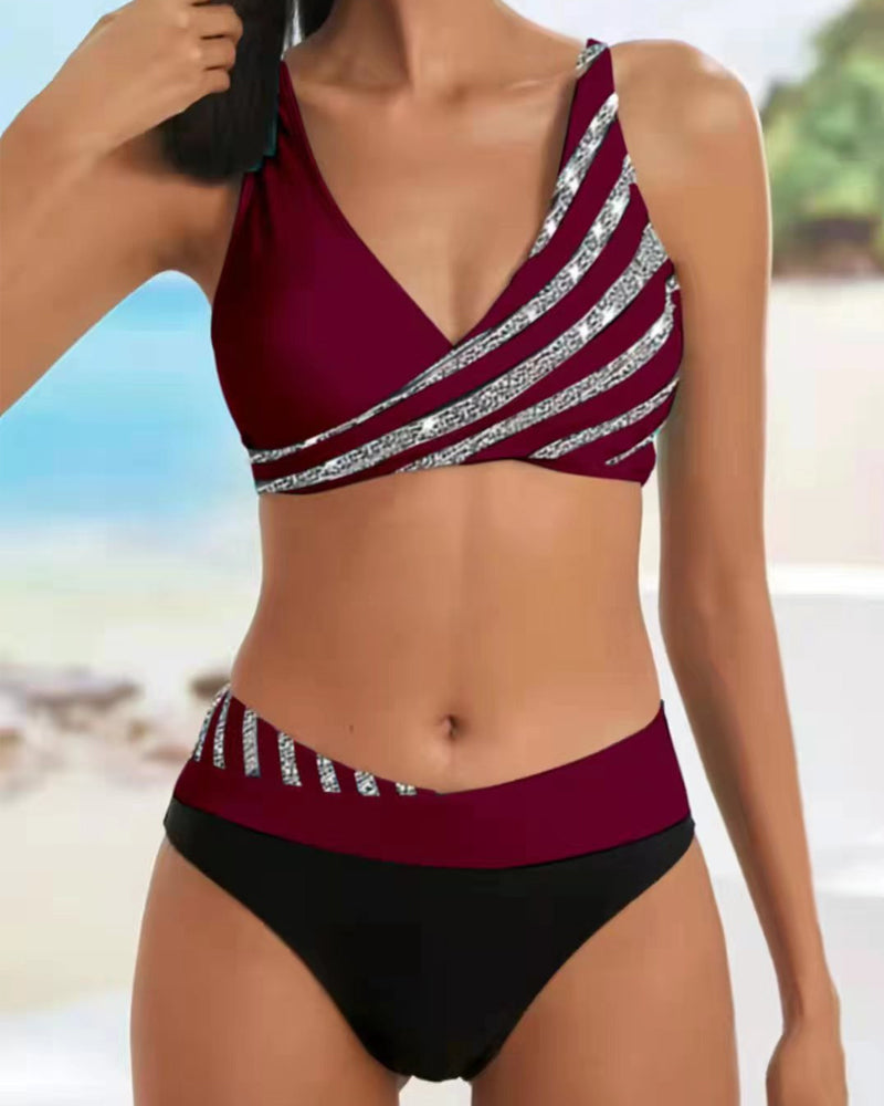 Mona - Bunt gemusterter Bikini in warmen Farbtönen