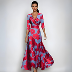Hailey | Damen Floral Wickel-Maxikleid mit fließendem Schnitt
