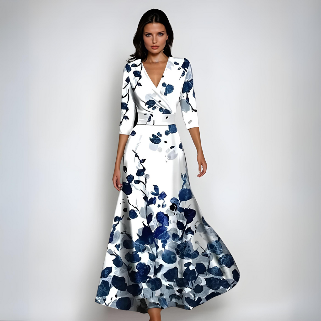 Hailey | Damen Floral Wickel-Maxikleid mit fließendem Schnitt