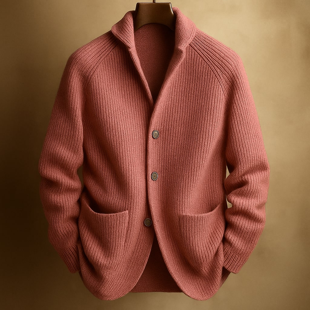 SILVORO | Herren Strickjacke aus Rippwolle