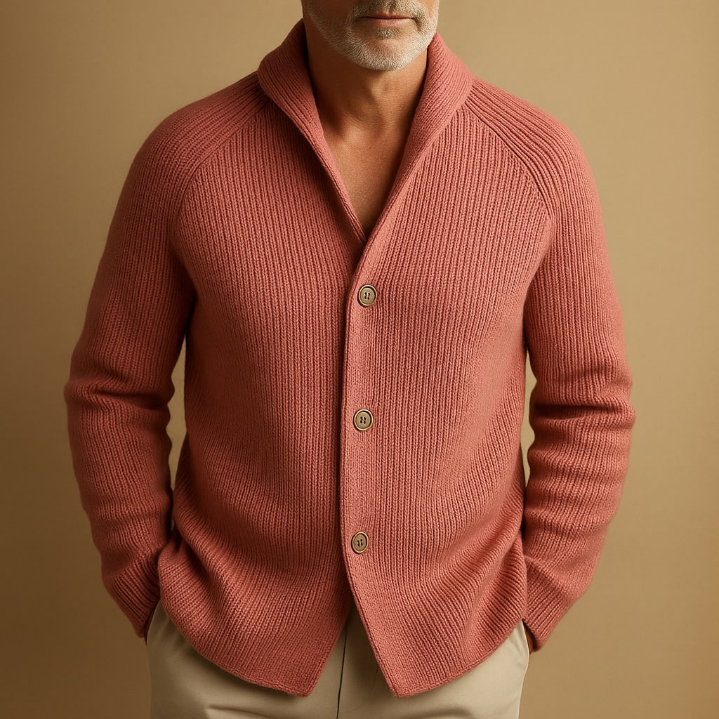 SILVORO | Herren Strickjacke aus Rippwolle