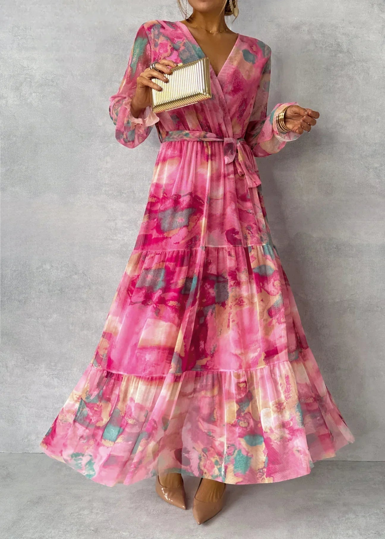 Blumenmuster Kreuzkleid