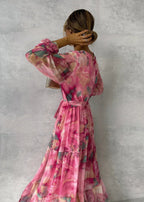Blumenmuster Kreuzkleid