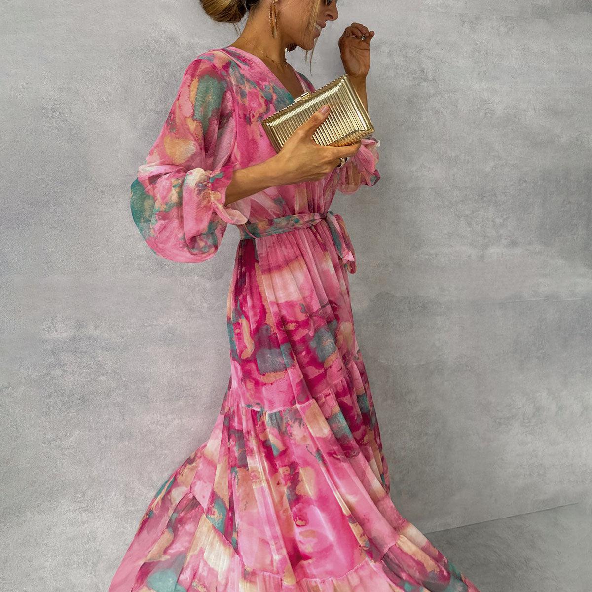 Blumenmuster Kreuzkleid