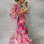 Blumenmuster Kreuzkleid