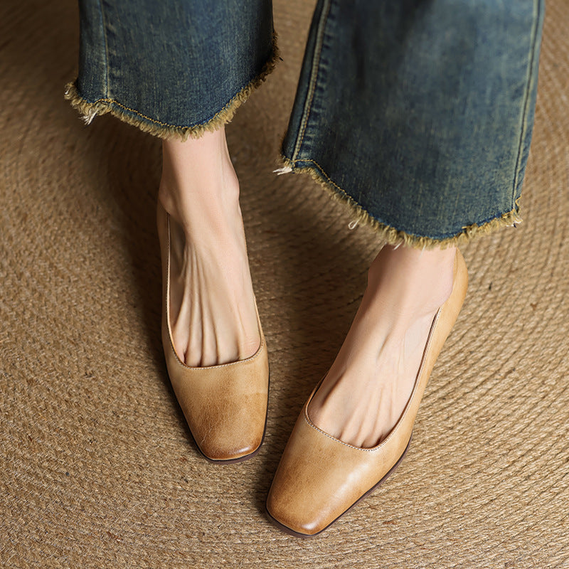 Elviera Quadratische Leder High Heels