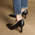 Elviera Quadratische Leder High Heels