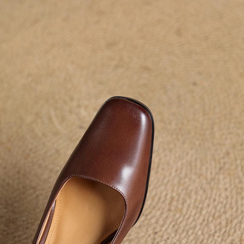 Elviera Quadratische Leder High Heels