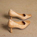 Elviera Quadratische Leder High Heels