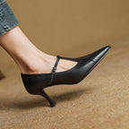 Aveline Leather T-Strap Heels