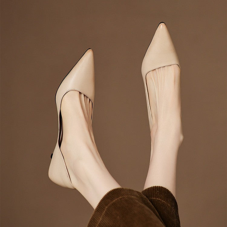 Orlisse Leather Kitten Heel Shoes