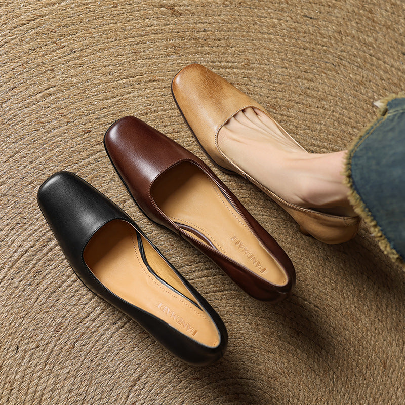 Elviera Quadratische Leder High Heels