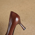 Elviera Quadratische Leder High Heels