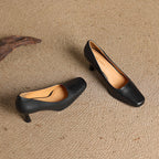 Elviera Quadratische Leder High Heels