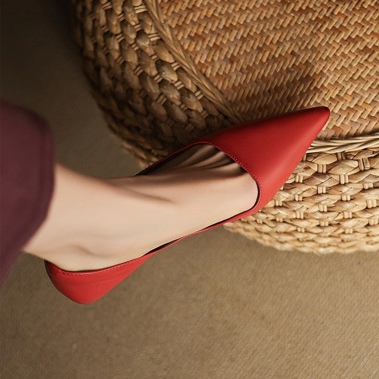 Orlisse Leather Kitten Heel Shoes