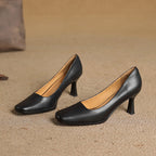 Elviera Quadratische Leder High Heels