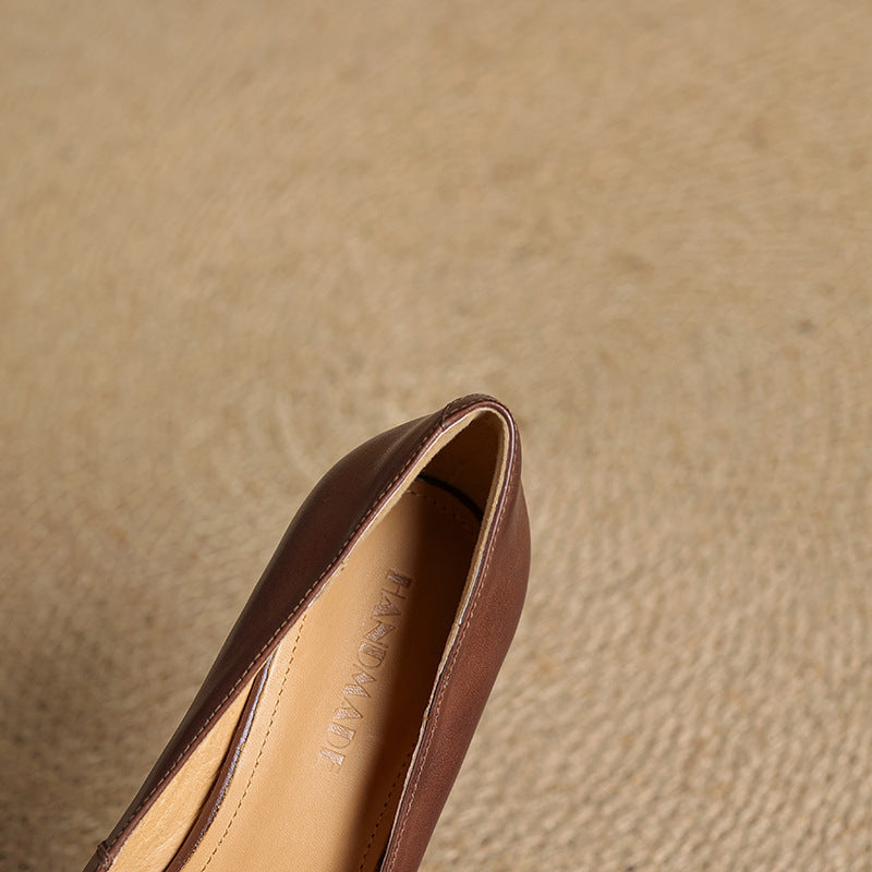 Elviera Quadratische Leder High Heels