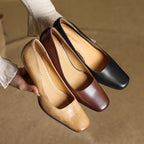 Elviera Quadratische Leder High Heels