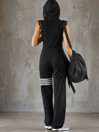 Danielle - Vintage Sport-Jumpsuit mit Kapuze und Streifen