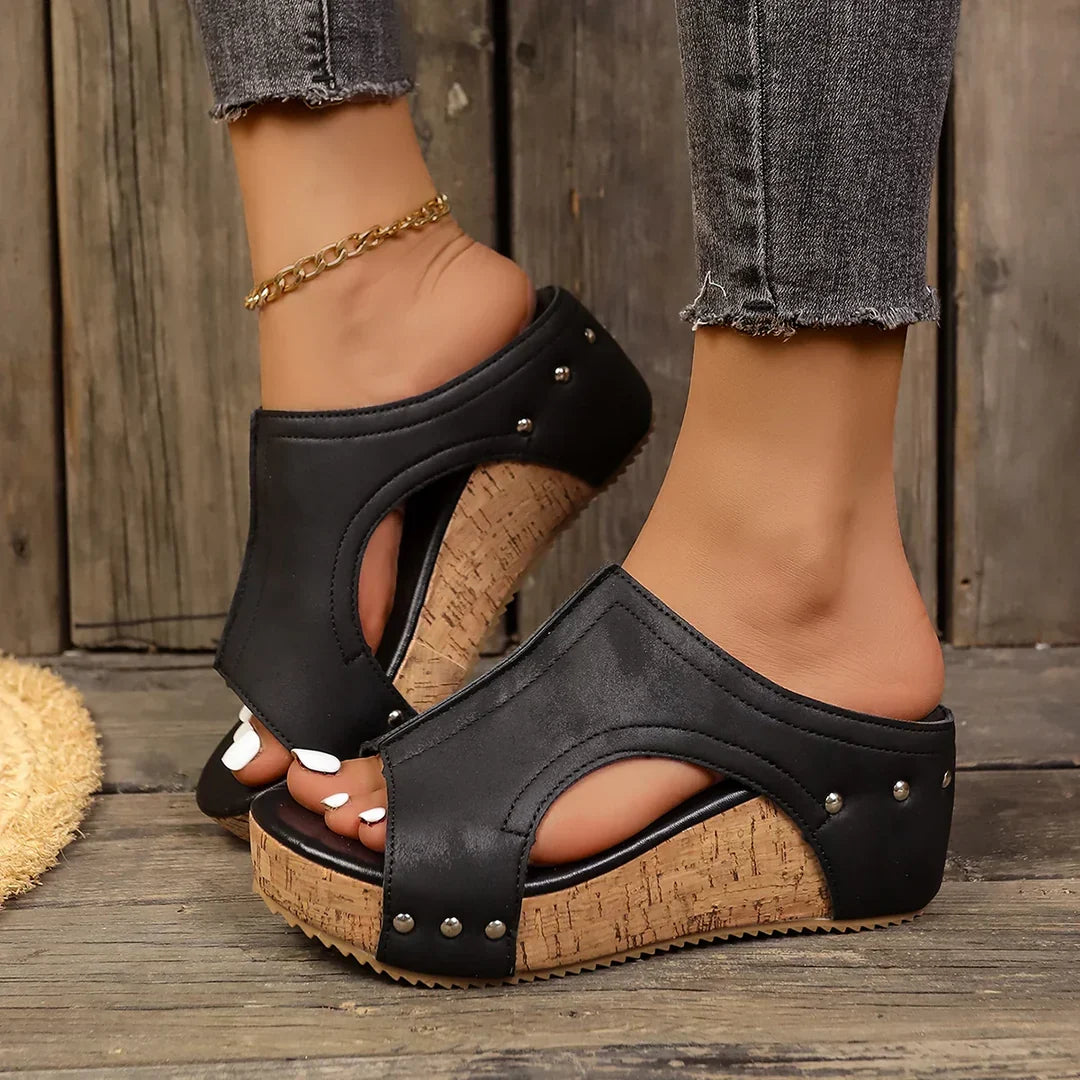 Sofia - Lumi Studded Wedge Sandals