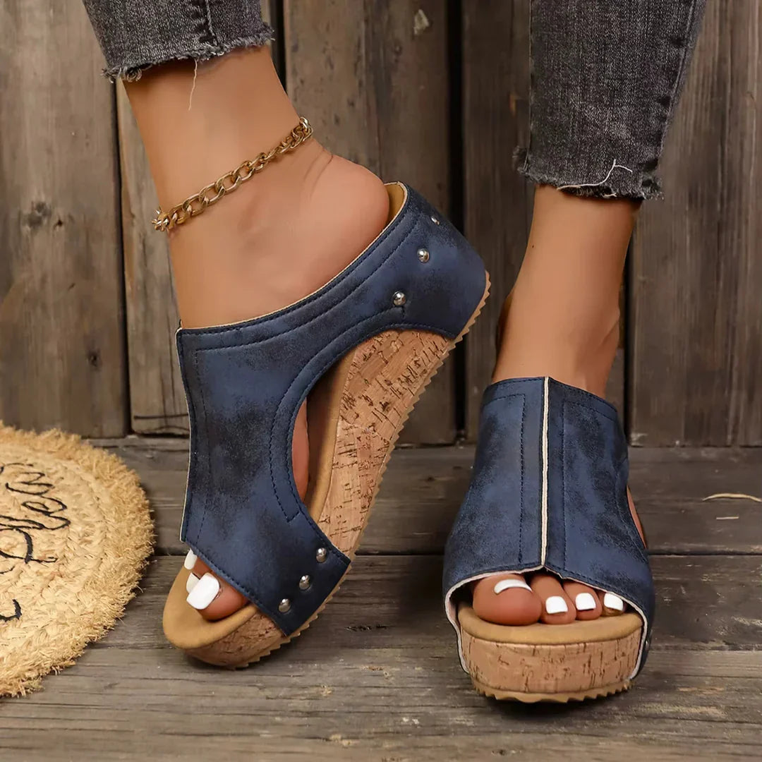 Sofia - Lumi Studded Wedge Sandals