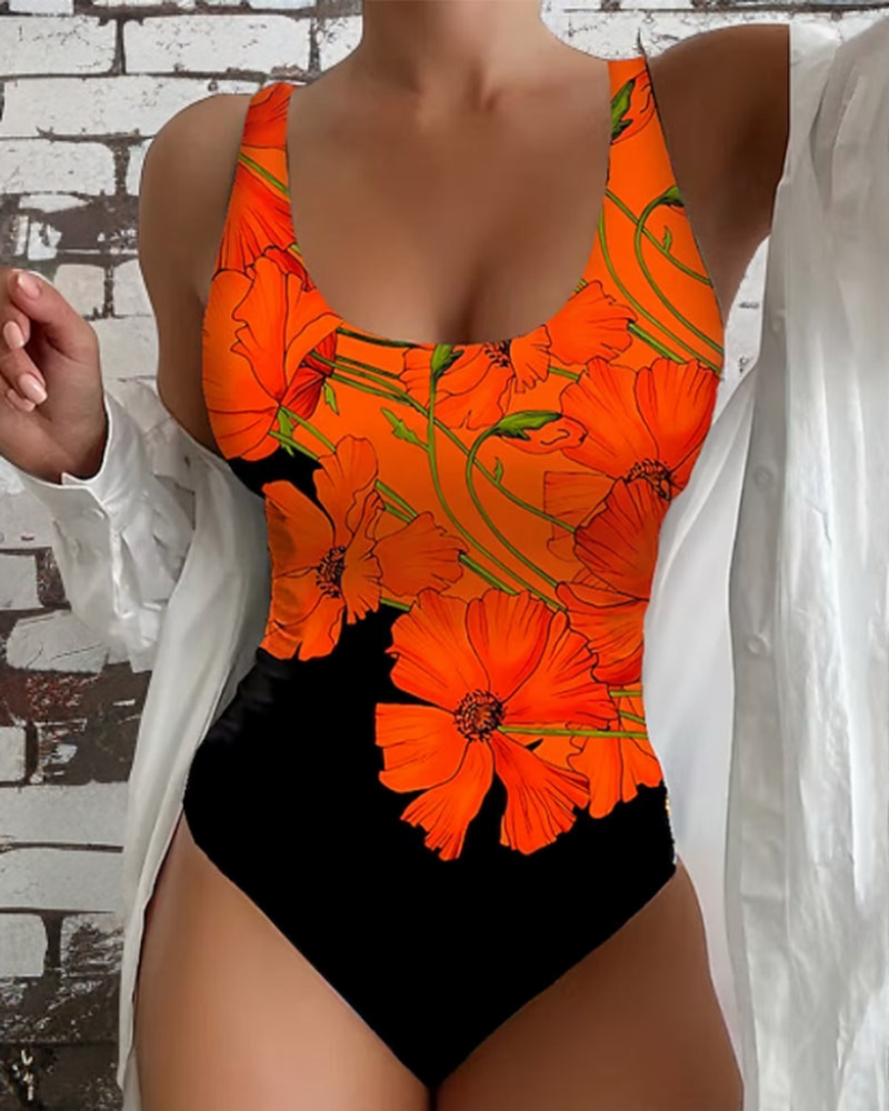 Lucy - Stilvoller Einteiler-Badeanzug mit floralem Design