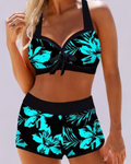 Sherrie - Floral Hochtaillierter Badeanzug