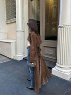 Frejas™ | Langer Mantel im Wildleder-Look